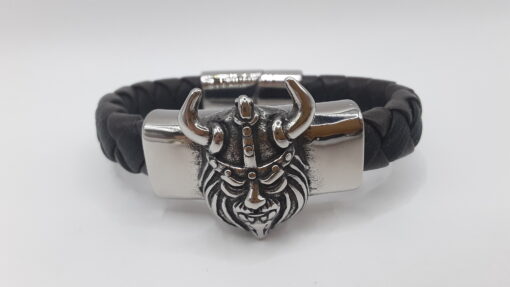 Viking Stainless Steel slider charm leather bracelet