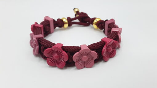 Burgundy 275 and 550 mix two tone flowers Paracord bracelet